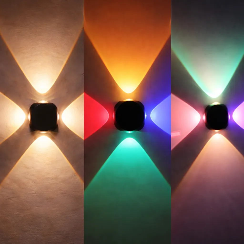 4 Way Wall Light |3 Shot Wall Light(Turn on and Off Switch for Color Change| Multicolor Light for Wall |Waterproof | Up Down Light for Balcony | Outdoor Wall Lights for Garden |Pack of 1|