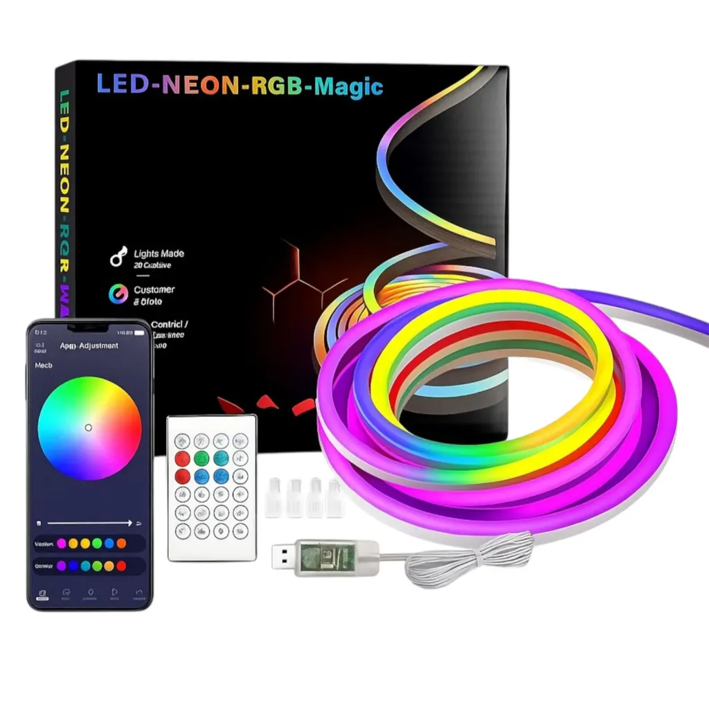 CELIGHT 16.4Ft (5M) Flexible Smart RGBIC Neon LED Strip Lights, Waterproof USB Powered Rope Light with App & Remote Control, Music Sync, RGB Strip, Home Decor, Gaming & Diwali Decoration| Pack of 1